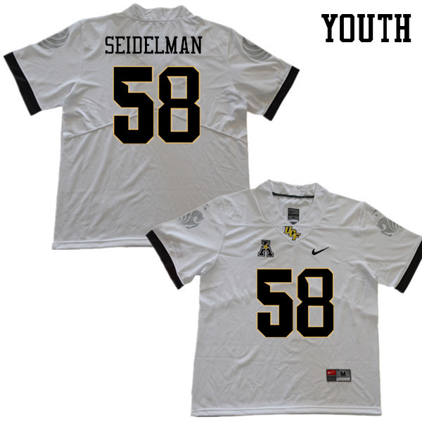 Youth #58 Eric Seidelman UCF Knights College Football Jerseys Sale-White - Click Image to Close